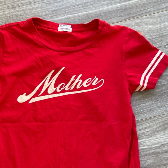 MOTHER The Lil Goodie Goodie Graphic Tshirt Mother Script Red Sz S 100% Cotton - Picture 3 of 7